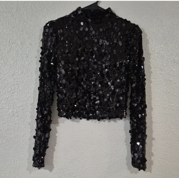DKNY 🖤✨ Black Sequin Blouse - Picture 3 of 9
